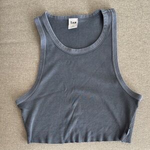 TNA Ribbed Crop Tank Top in Slate Blue